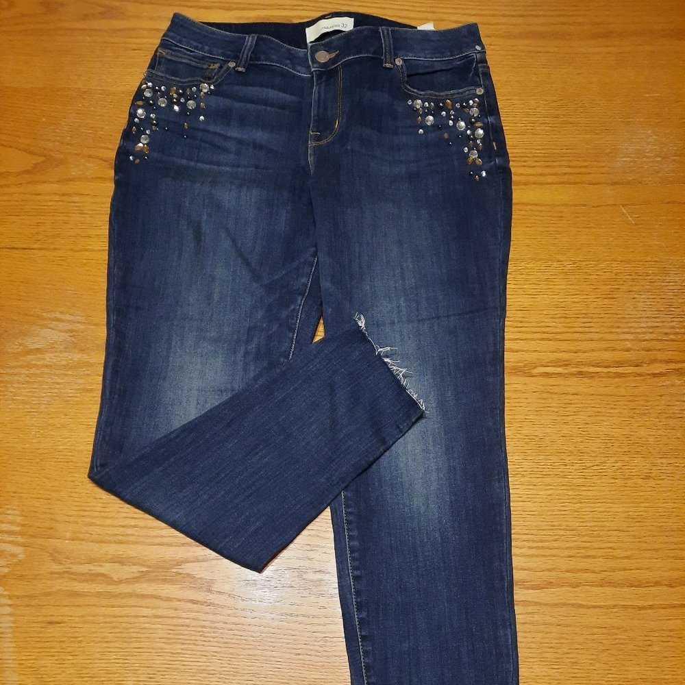 NWT Maurices Jeans Size 32 skinny Stretch Rhinestone bling
